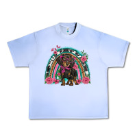 Grape Ice dachshund dog pink  floral rainbow Urban Heavy Tee - BarkalooDesign