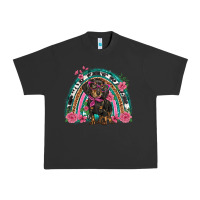 Pigment Black dachshund dog pink  floral rainbow Urban Heavy Tee - BarkalooDesign