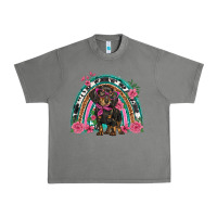 Tornado dachshund dog pink  floral rainbow Urban Heavy Tee - BarkalooDesign