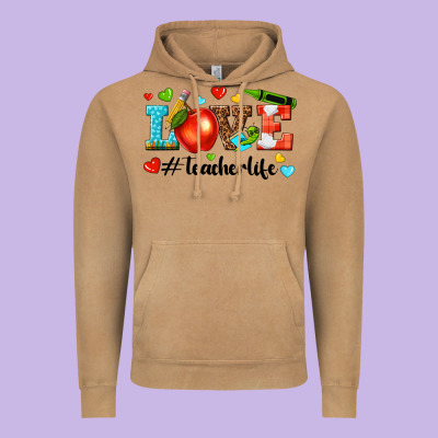 Love Teacher Life Vintage Hoodie Designed By Texasbilliewilder