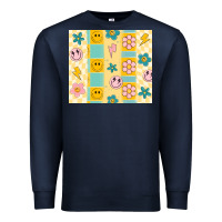 Navy retro daisy Premium Sweatshirt - MaliasSmallBusiness
