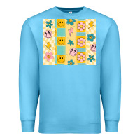 Ocean Blue retro daisy Premium Sweatshirt - MaliasSmallBusiness