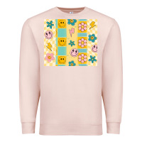 Pale Pink retro daisy Premium Sweatshirt - MaliasSmallBusiness