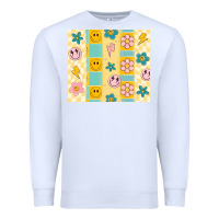 White retro daisy Premium Sweatshirt - MaliasSmallBusiness