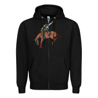 Black bucking bronco cowboy rodeo Zipper Hoodie - Artiststas