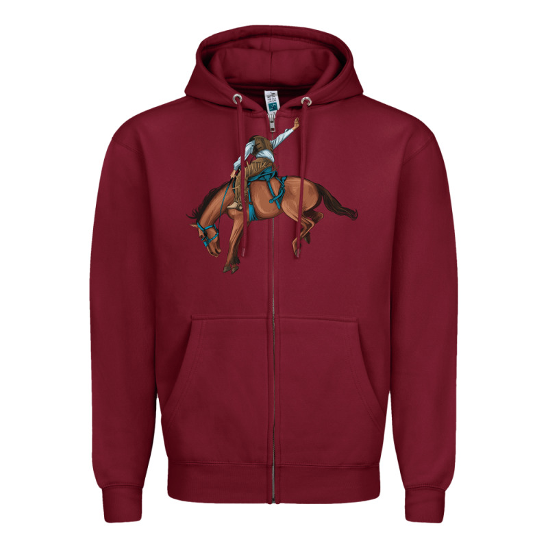 Bucking Bronco Cowboy Rodeo Zipper Hoodie by Artiststas | Teevron