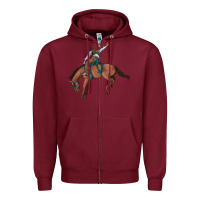 Burgundy bucking bronco cowboy rodeo Zipper Hoodie - Artiststas