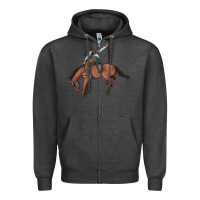 Charcoal Heather bucking bronco cowboy rodeo Zipper Hoodie - Artiststas