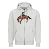 Dove Grey bucking bronco cowboy rodeo Zipper Hoodie - Artiststas