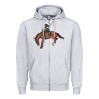Heather Grey bucking bronco cowboy rodeo Zipper Hoodie - Artiststas