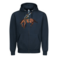 Navy bucking bronco cowboy rodeo Zipper Hoodie - Artiststas