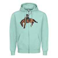 Seafoam bucking bronco cowboy rodeo Zipper Hoodie - Artiststas