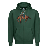 Sports Green bucking bronco cowboy rodeo Zipper Hoodie - Artiststas