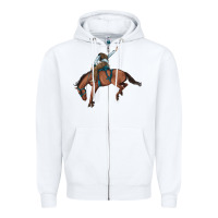 White bucking bronco cowboy rodeo Zipper Hoodie - Artiststas