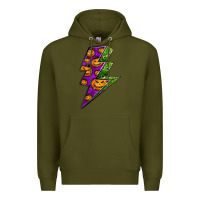 Army Green halloween lightning bolt Premium Hoodie - BundleAndBundleShop