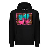 Black valentine's day hearts turquoise heart Premium Hoodie - AdoDesignShop