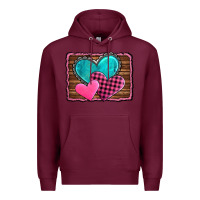 Burgundy valentine's day hearts turquoise heart Premium Hoodie - AdoDesignShop