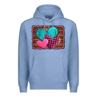Colony Blue valentine's day hearts turquoise heart Premium Hoodie - AdoDesignShop