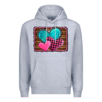 Heather Grey valentine's day hearts turquoise heart Premium Hoodie - AdoDesignShop