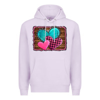Lilac valentine's day hearts turquoise heart Premium Hoodie - AdoDesignShop