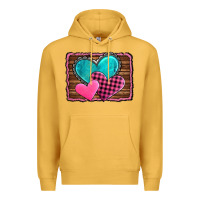 Mustard valentine's day hearts turquoise heart Premium Hoodie - AdoDesignShop