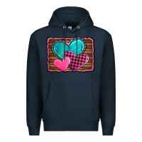 Navy valentine's day hearts turquoise heart Premium Hoodie - AdoDesignShop