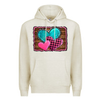 Oatmeal Heather valentine's day hearts turquoise heart Premium Hoodie - AdoDesignShop