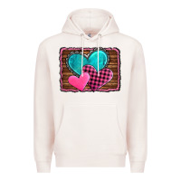 Pale Pink valentine's day hearts turquoise heart Premium Hoodie - AdoDesignShop