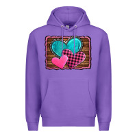 Purple valentine's day hearts turquoise heart Premium Hoodie - AdoDesignShop