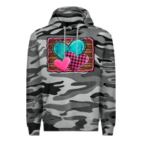 Slate Camo valentine's day hearts turquoise heart Premium Hoodie - AdoDesignShop