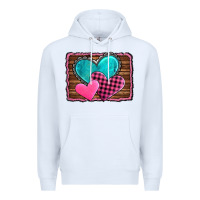 White valentine's day hearts turquoise heart Premium Hoodie - AdoDesignShop