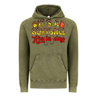 Vintage Olive it s a softball kinda day Vintage Hoodie - Zillion Design Studio