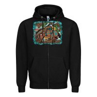 Black bucking bronco cowboy rodeo cactus and sunflowers Zipper Hoodie - Artiststas