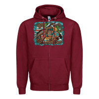 Burgundy bucking bronco cowboy rodeo cactus and sunflowers Zipper Hoodie - Artiststas