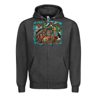 Charcoal Heather bucking bronco cowboy rodeo cactus and sunflowers Zipper Hoodie - Artiststas