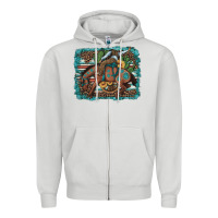 Dove Grey bucking bronco cowboy rodeo cactus and sunflowers Zipper Hoodie - Artiststas