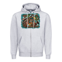 Heather Grey bucking bronco cowboy rodeo cactus and sunflowers Zipper Hoodie - Artiststas