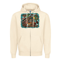 Sandshell bucking bronco cowboy rodeo cactus and sunflowers Zipper Hoodie - Artiststas
