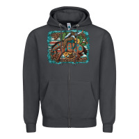 Smoke bucking bronco cowboy rodeo cactus and sunflowers Zipper Hoodie - Artiststas