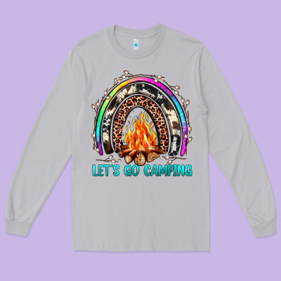 Let's Go Camping Rainbow Long Sleeve Tee Designed By Jahusdesignshop