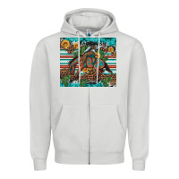 Dove Grey bucking bronco cowboy rodeo cactus and sunflowers Zipper Hoodie - Artiststas