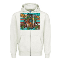 Oatmeal Heather bucking bronco cowboy rodeo cactus and sunflowers Zipper Hoodie - Artiststas