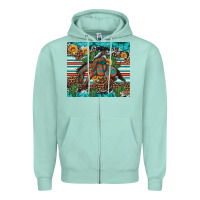 Seafoam bucking bronco cowboy rodeo cactus and sunflowers Zipper Hoodie - Artiststas