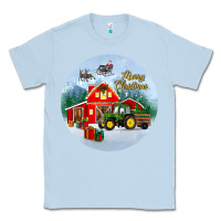 Dusty Blue merry christmas small town christmas ornament Classic Tee - BundleAndBundleShop