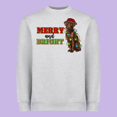 Merry And Bright Labrador Heavyweight Sweatshirt Designed By Ranaportraitstore