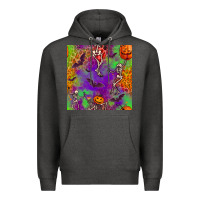 Charcoal Heather halloween party seamless pattern Premium Hoodie - BundleAndBundleShop
