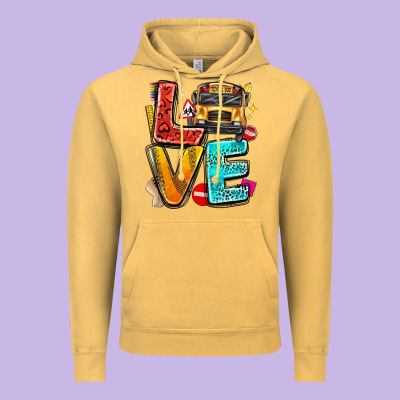 Love School Bus Vintage Hoodie Designed By Texasbilliewilder