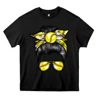 Black softball mom Heavy Core Tee - RacoonDesign