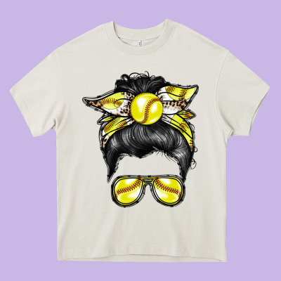 Softball Mom Heavy Core Tee Designed By Racoondesign