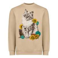 Mushroom siberian cat sunflower and gemstone Heavyweight Sweatshirt - texasbilliewilder